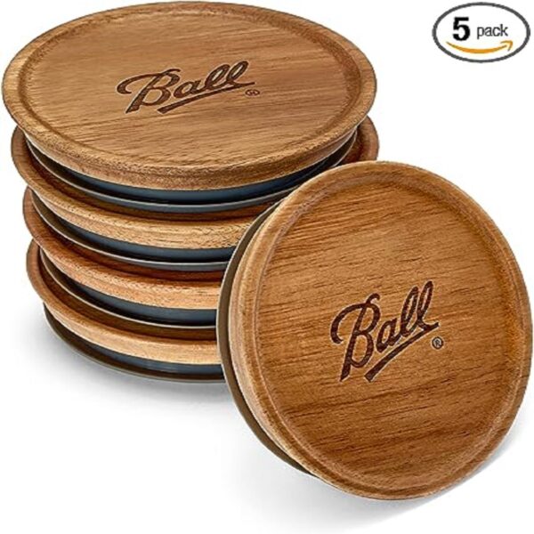 5-Pack Ball Jar Wooden Storage Lids